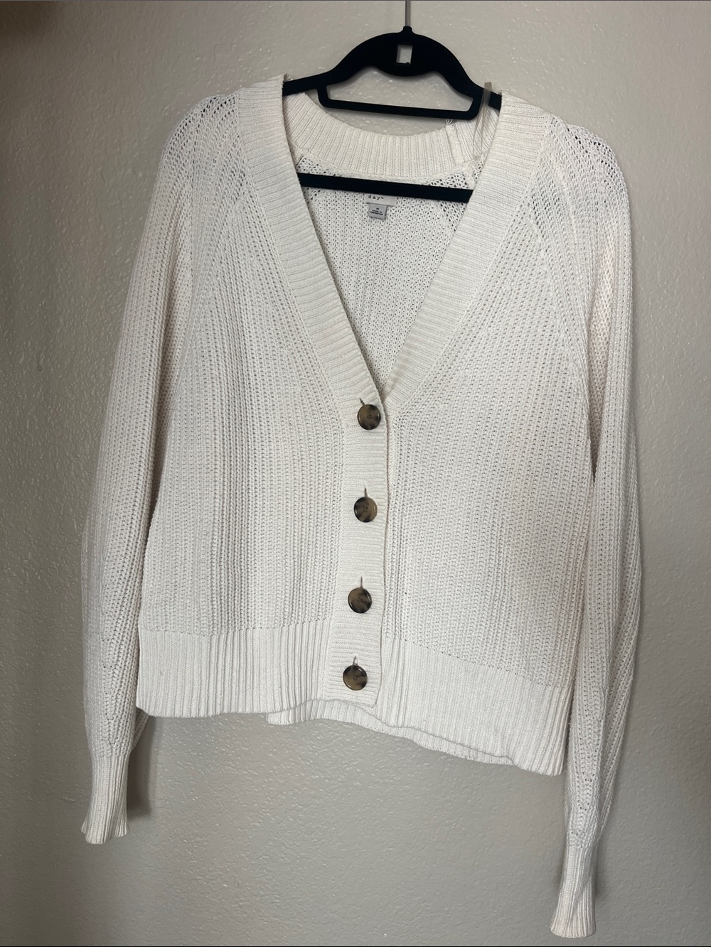 a new day Cream V-Neck Button Front Knit Cardigan